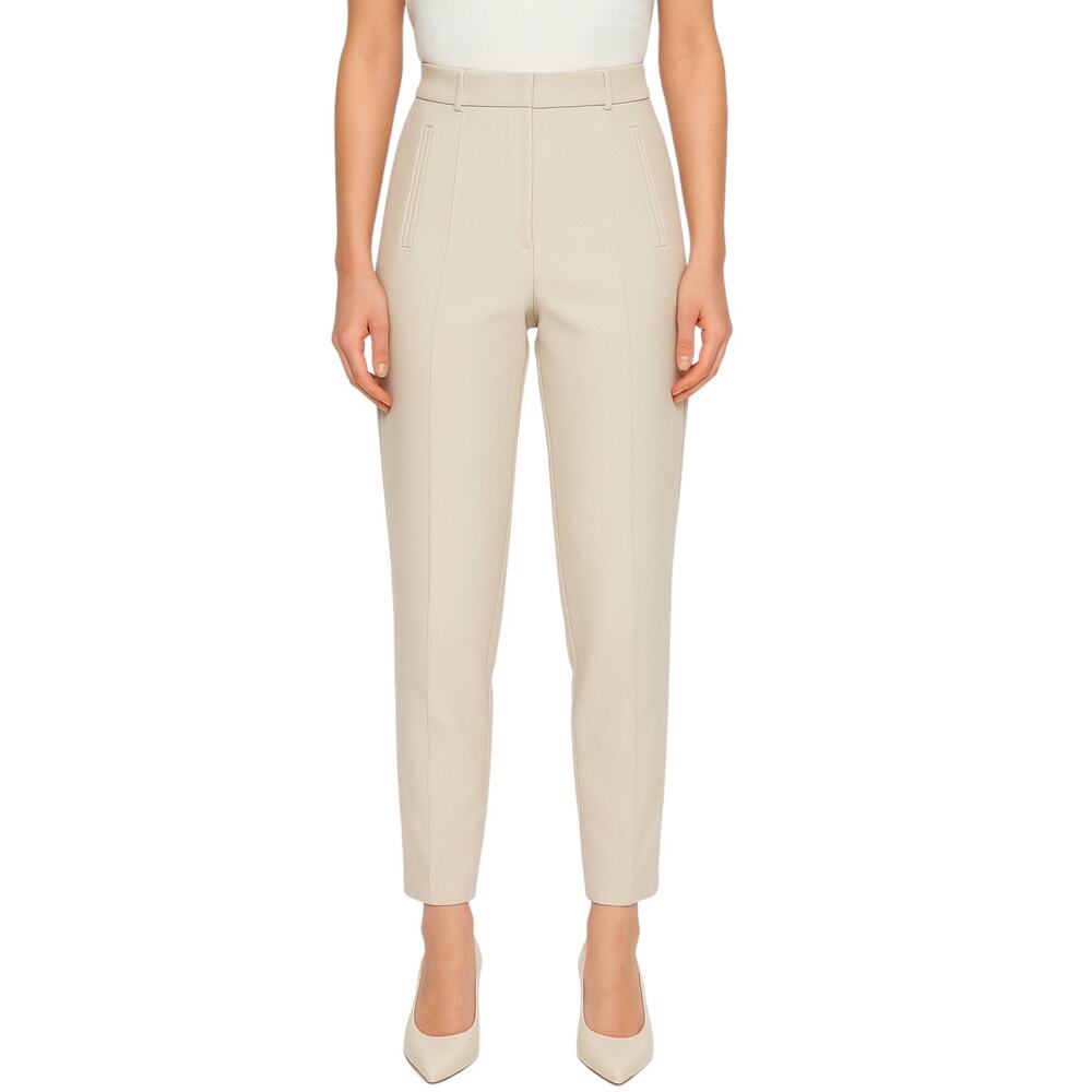 Zara Women's White Straight Skinny High Waisted Trousers Dress Pants Size XXL